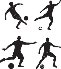 soccer player silhouette set
