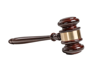 Wooden gavel symbolize justice and authority isolated on transparent background