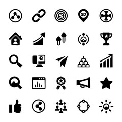 Digital Marketing Icons – SEO, Pay-Per-Click, Analytics, Leads Funnel – Clean Business Vector Pack for Presentations, Infographics & Social Media Strategy