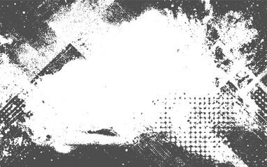 Subtle halftone grunge urban vector. Distressed texture designed grunge background. Vintage abstract texture. Grunge white and black texture, vector transparent background.