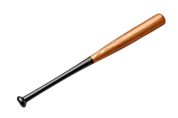 Closeup of a wooden baseball bat isolated on a transparent background