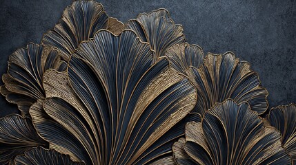 Ornamental Decorative Leaf Pattern On Dark Background