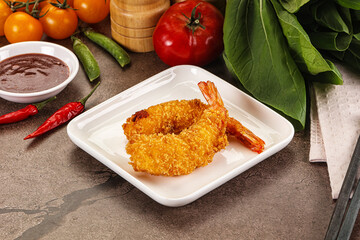 Crispy breaded golden fried prawns