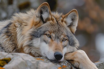 Obraz premium Grey Wolf (Canis lupus) Portrait