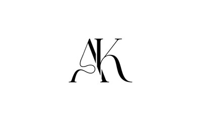 AK initial letters, monogram logo