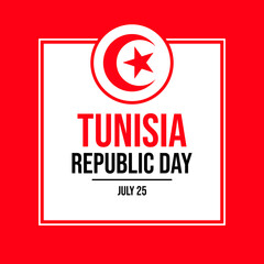 Tunisia Republic Day poster vector illustration. Tunisia flag square frame vector. Tunisian Flag symbol. Template for background, banner, card. July 25 every year. Important day