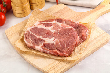Raw pork neck steak sirloin