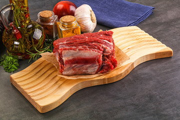 Raw beef ribs for cooking