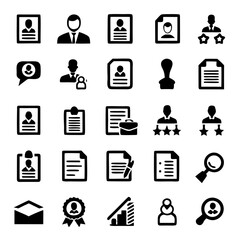 Resume & Job Application Icons – ID Photo, File Folder, Interview, Approval – HR-Themed Clip Art for Career Portfolios, Recruitment Materials & Corporate Hiring Kits