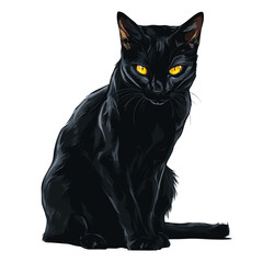 scary evil black cat with demonic eyes clipart	
