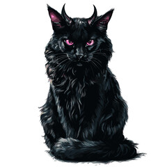 scary evil black cat with demonic eyes clipart	
