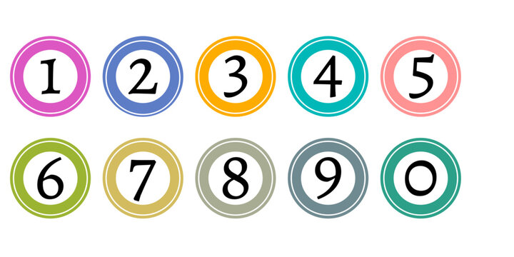 Set of 1 to 9 numbers simple design isolated.  Bullet point number icon set.  