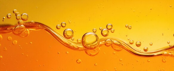 The vibrant bubbles creating a wave in a refreshing orange drink.
