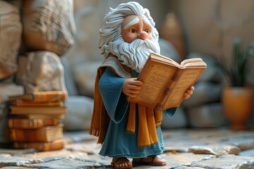 Animated Moses Holding Sacred Text