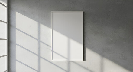 Fototapeta premium Blank white framed poster on a concrete wall