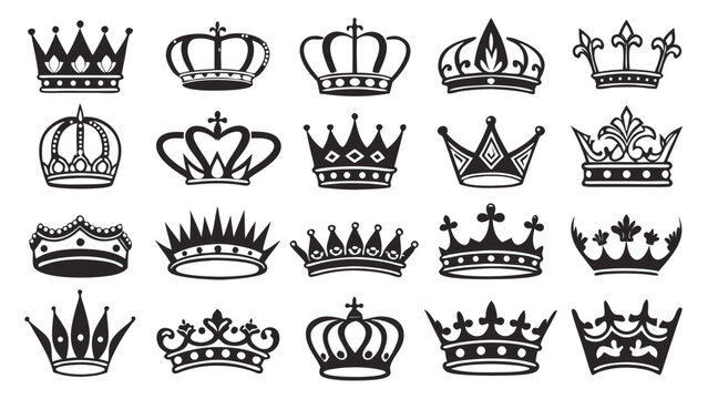 king crown icon vector illustration,crown icons set silhouette.eps