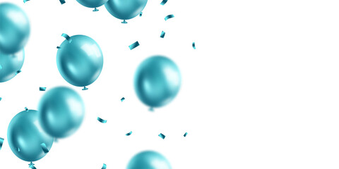 Beautiful blue 3D balloons illustration background vector banner template