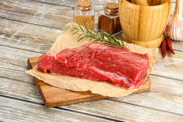 Raw beef flesh for cooking