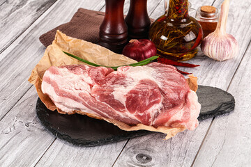 Raw pork shoulder for cooking