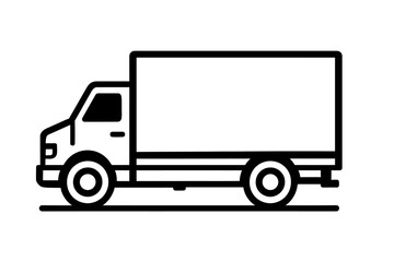 Simple Delivery Box Truck Line Art Icon - Logistics and Freight Symbol