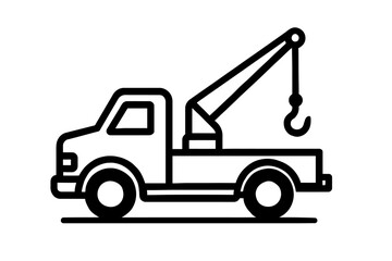 Naklejka premium Simple Tow Truck with Crane Icon - Roadside Assistance Vehicle Symbol