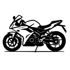 Obraz premium Sleek Sport Motorcycle Bike Side View Silhouette Icon Vector