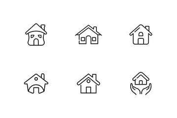 House Icons: Minimalist Line Art Home Symbols 