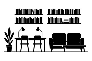 Fototapeta premium Minimalist Home Office and Study Room Setup Vector Illustration