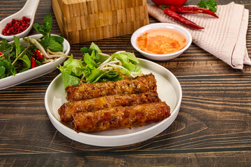 Fried Vietnamese spring roll with special sauce