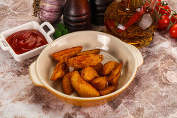 Fried rustic golden Idaho potato
