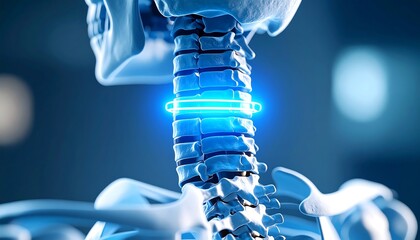 Visualizing Spine Anatomy with Glowing Disk and Blue Tone