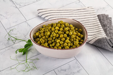 Cannes Fresh green peas in the bowl