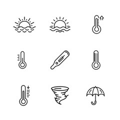 Simple Line Icons: Weather, Temperature, and Climate Change Symbols