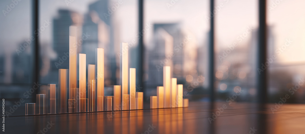 Poster a desktop setup showcases modern data visualization tools for business marketing. graphs display per