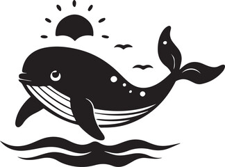 Majestic whale breaching and splashing water in the ocean isolated on transparent background