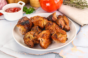 Grilled pork neck meat shashlik
