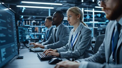 Software developer team collaborating technology and computer programming projects dynamic office business environment with innovative teamwork - Powered by Adobe