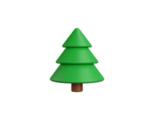 Fototapeta premium Green tree with thick leaves Christmas tree isolated on white background 