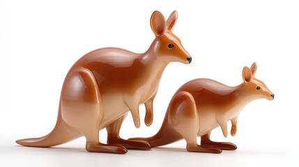 Two toy kangaroos against white