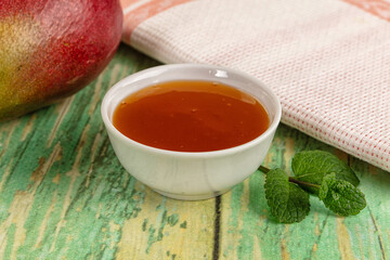 Sweet dessert orange mango puree