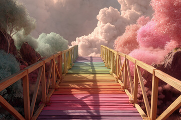 Magical bridge stretching into the sky