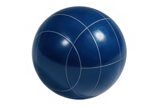 Close-up of a blue bocce ball rotating, isolated on a transparent background, perfect for compositing and sports-related projects