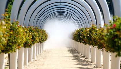 Walking Through Tunnel of Greenery with Foggy End