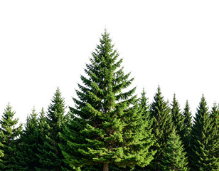 Green tree with thick leaves Christmas tree isolated on white background