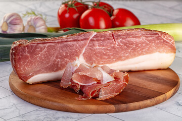 Dry parma pork meat piece
