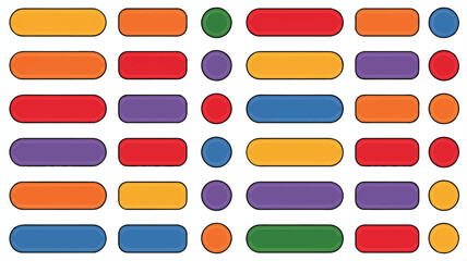 Colorful rounded rectangle and circle web buttons interface