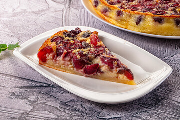Crusty pie with fresh cherry