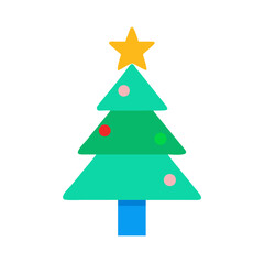 Fototapeta premium Simple flat illustration of a Christmas tree with decorations 