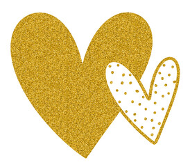 golden heart doodle drawing glitter shiny element