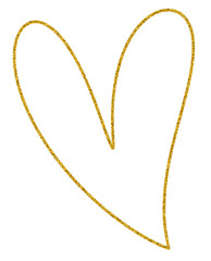 golden heart doodle drawing glitter shiny element